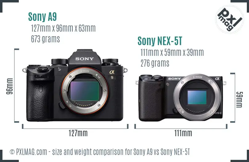 Sony A9 vs Sony NEX-5T size comparison