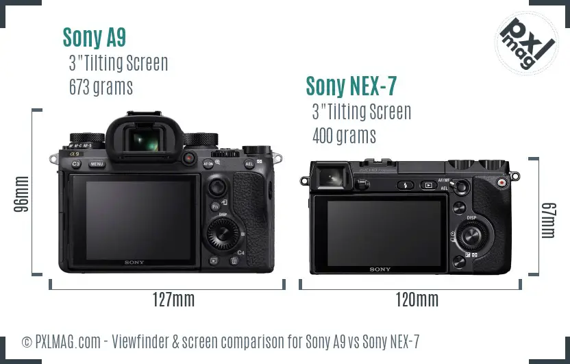 Sony A9 vs Sony NEX-7 Screen and Viewfinder comparison
