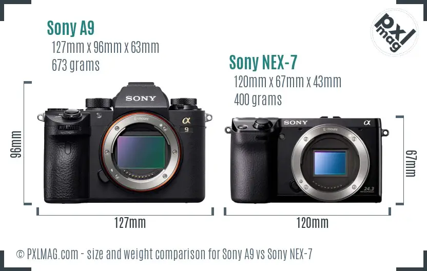 Sony A9 vs Sony NEX-7 size comparison