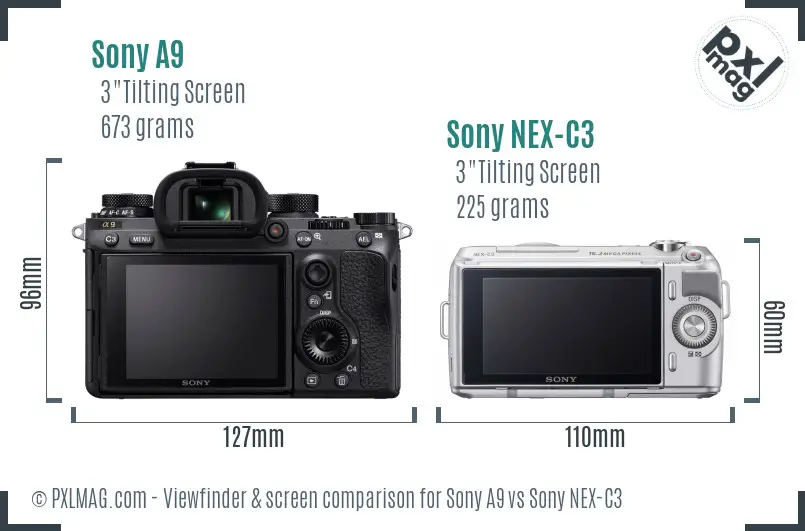 Sony A9 vs Sony NEX-C3 Screen and Viewfinder comparison