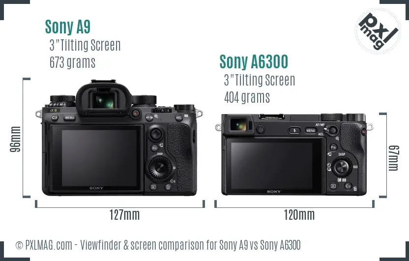 Sony A9 vs Sony A6300 Screen and Viewfinder comparison