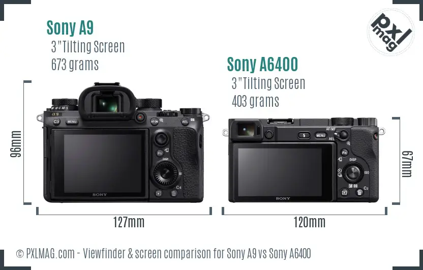 Sony A9 vs Sony A6400 Screen and Viewfinder comparison