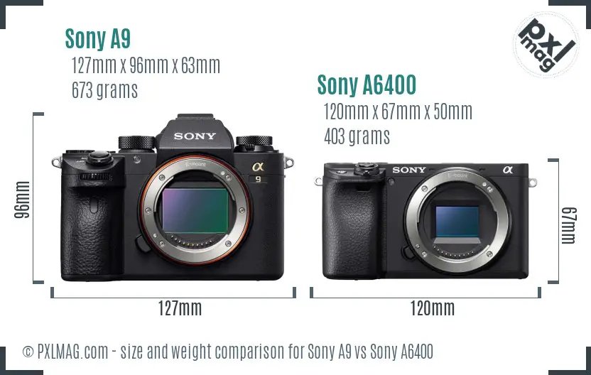 Sony A9 vs Sony A6400 size comparison