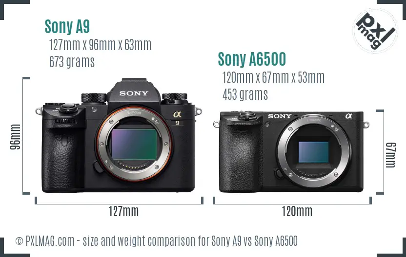 Sony A9 vs Sony A6500 size comparison