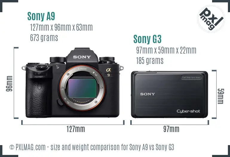 Sony A9 vs Sony G3 size comparison
