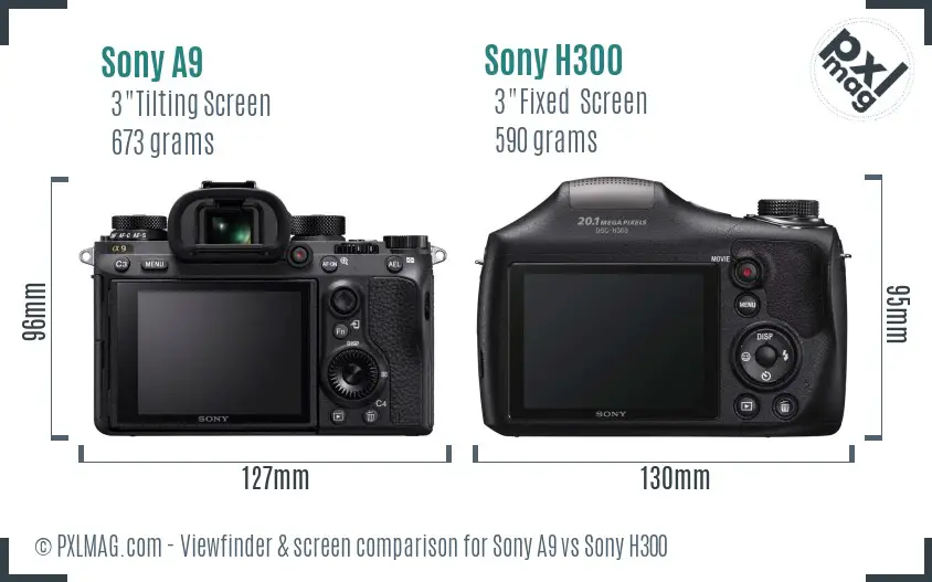 Sony A9 vs Sony H300 Screen and Viewfinder comparison