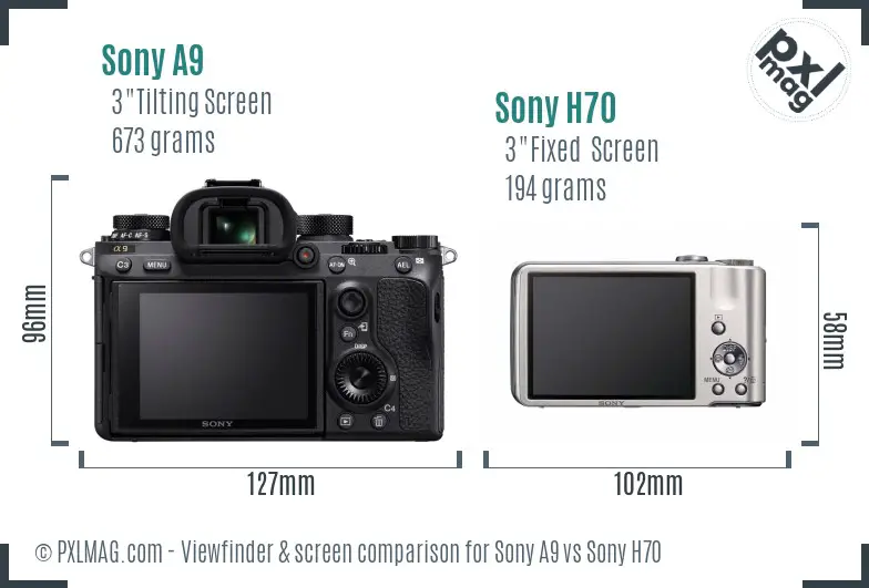 Sony A9 vs Sony H70 Screen and Viewfinder comparison