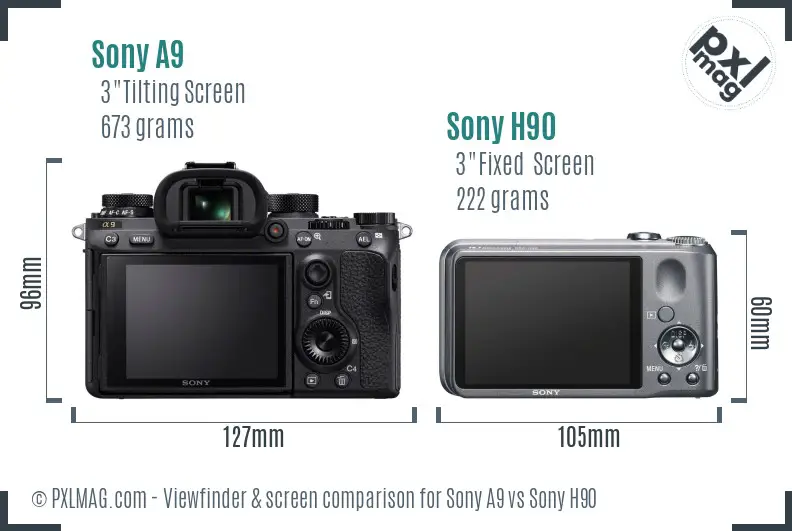 Sony A9 vs Sony H90 Screen and Viewfinder comparison