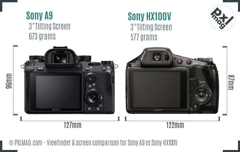Sony A9 vs Sony HX100V Screen and Viewfinder comparison