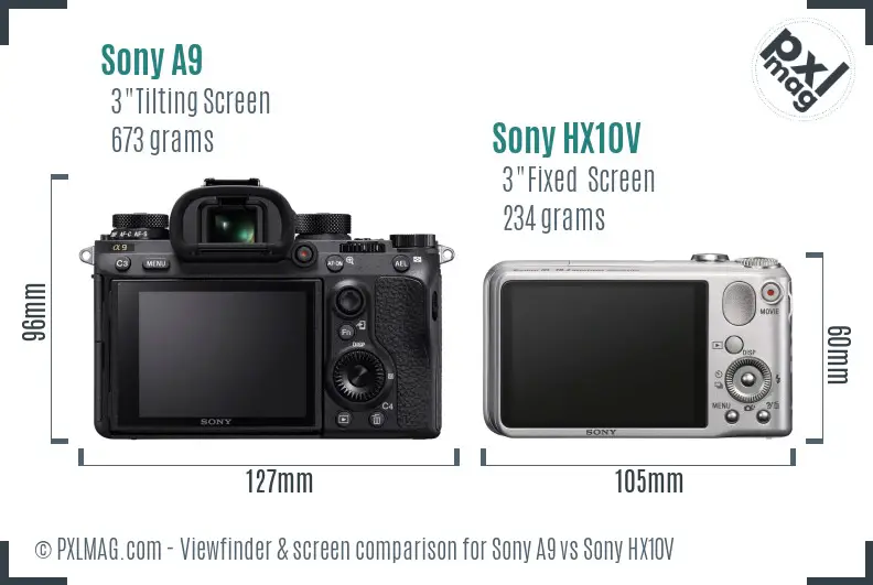 Sony A9 vs Sony HX10V Screen and Viewfinder comparison