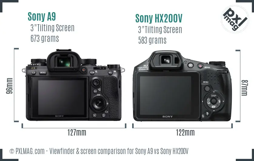 Sony A9 vs Sony HX200V Screen and Viewfinder comparison