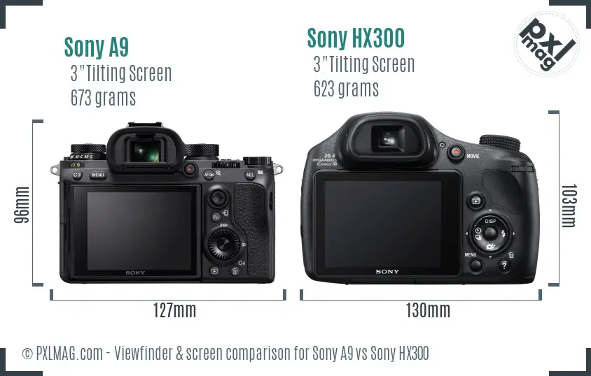 Sony A9 vs Sony HX300 Screen and Viewfinder comparison