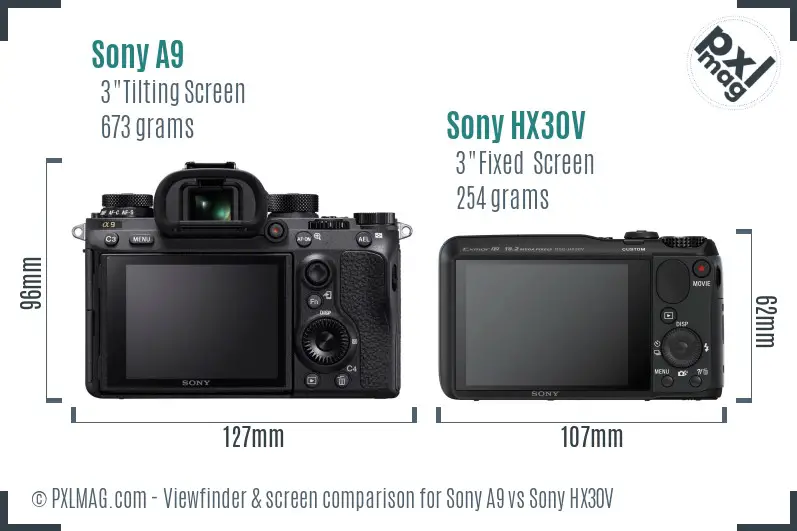 Sony A9 vs Sony HX30V Screen and Viewfinder comparison