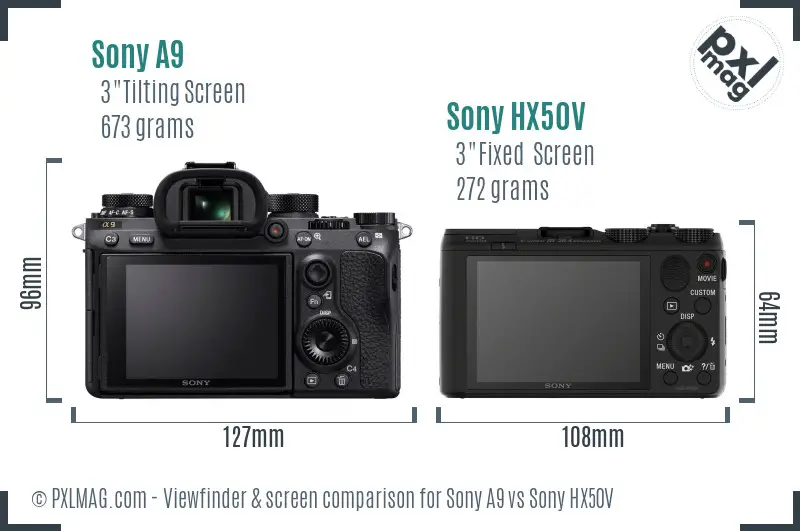 Sony A9 vs Sony HX50V Screen and Viewfinder comparison