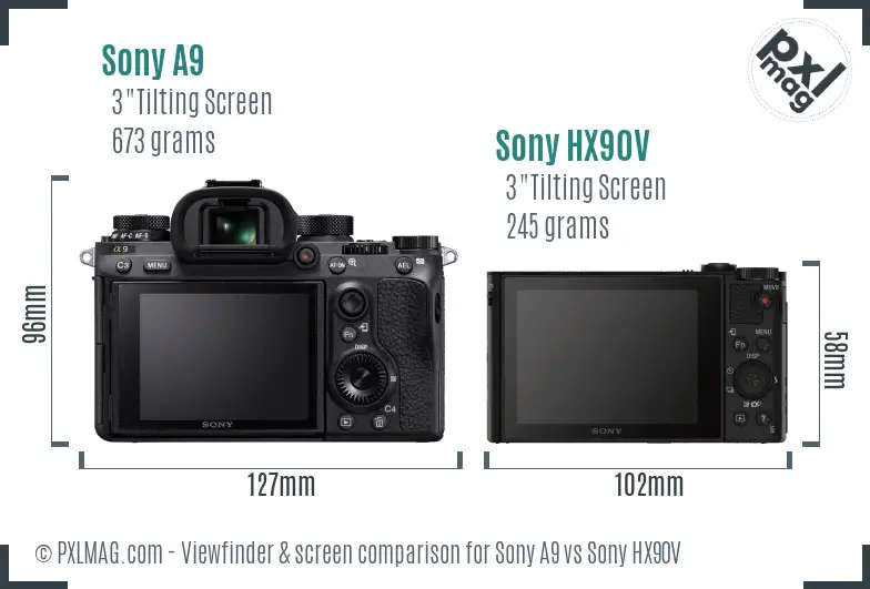 Sony A9 vs Sony HX90V Screen and Viewfinder comparison