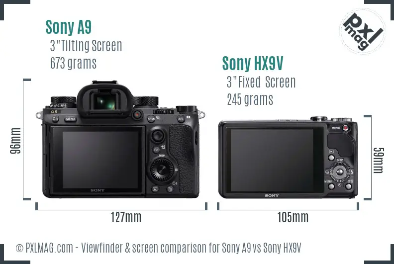 Sony A9 vs Sony HX9V Screen and Viewfinder comparison