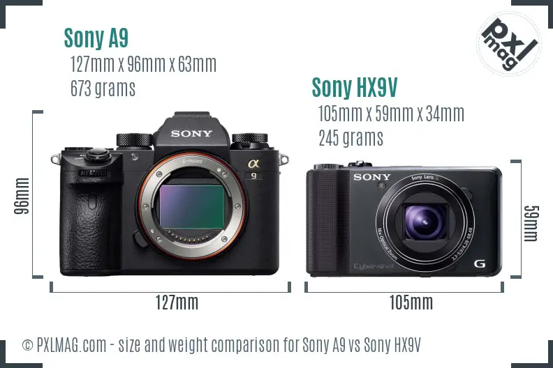 Sony A9 vs Sony HX9V size comparison