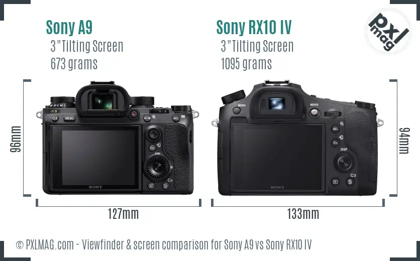Sony A9 vs Sony RX10 IV Screen and Viewfinder comparison
