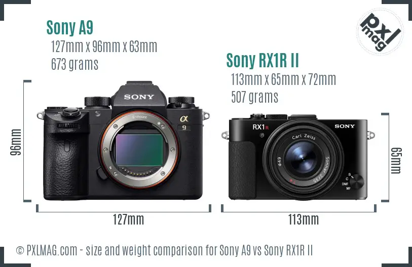 Sony A9 vs Sony RX1R II size comparison