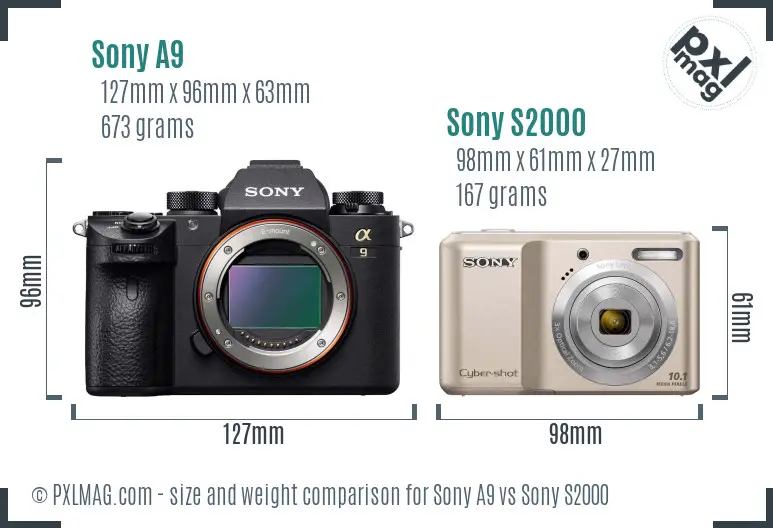 Sony A9 vs Sony S2000 size comparison