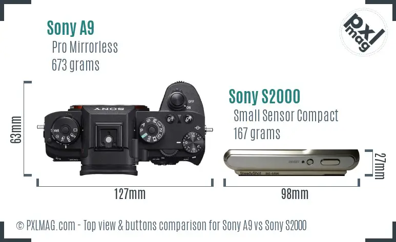 Sony A9 vs Sony S2000 top view buttons comparison