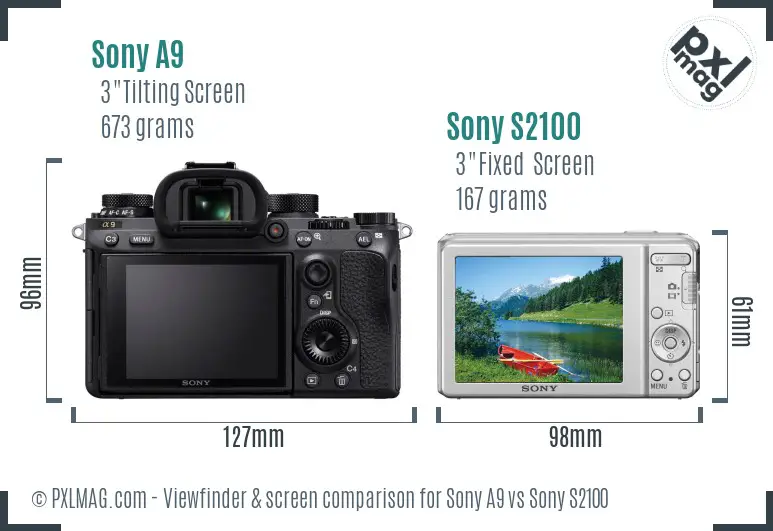 Sony A9 vs Sony S2100 Screen and Viewfinder comparison