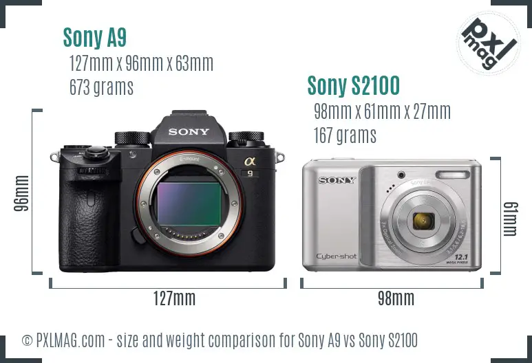 Sony A9 vs Sony S2100 size comparison