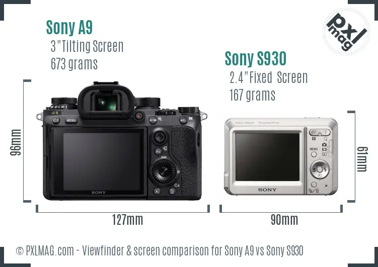 Sony A9 vs Sony S930 Screen and Viewfinder comparison