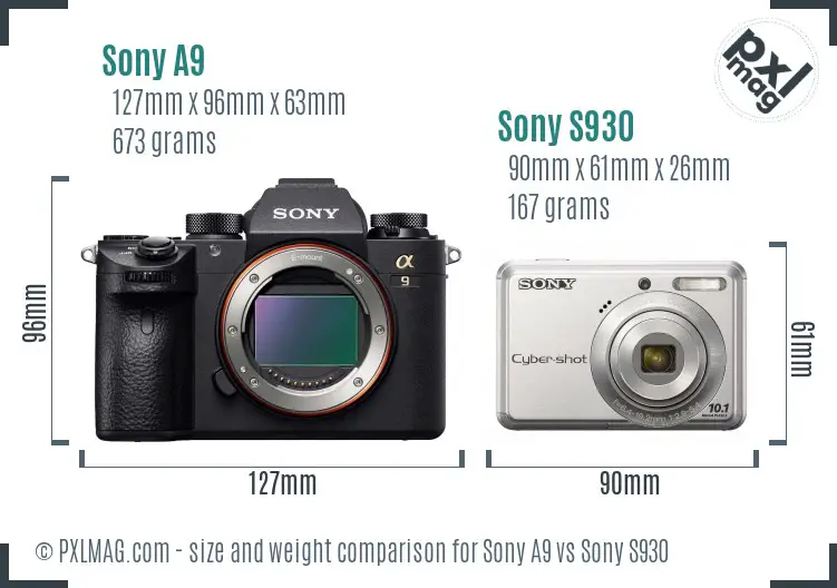 Sony A9 vs Sony S930 size comparison