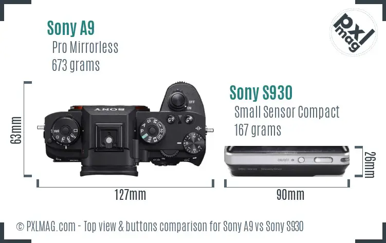 Sony A9 vs Sony S930 top view buttons comparison