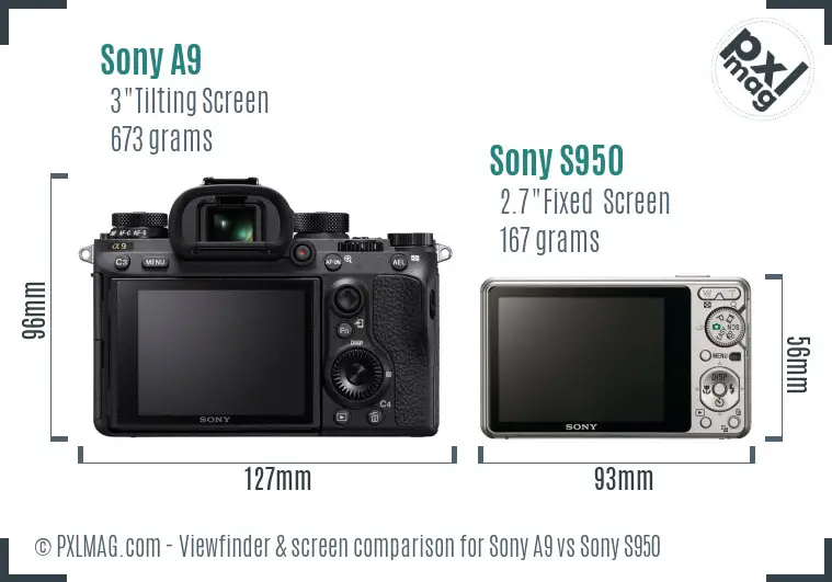 Sony A9 vs Sony S950 Screen and Viewfinder comparison