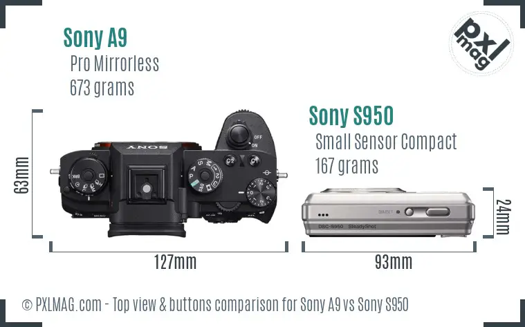Sony A9 vs Sony S950 top view buttons comparison