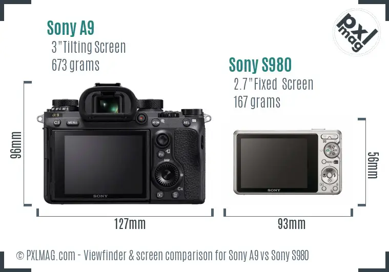 Sony A9 vs Sony S980 Screen and Viewfinder comparison