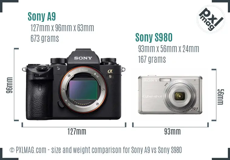 Sony A9 vs Sony S980 size comparison