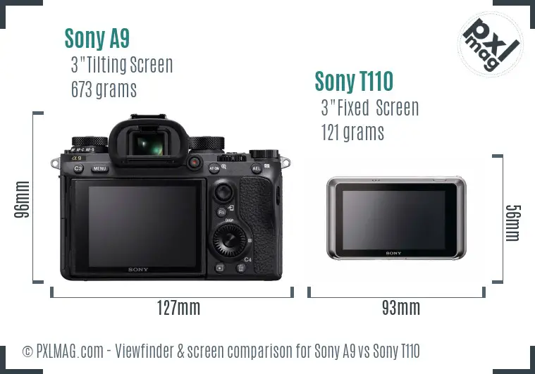 Sony A9 vs Sony T110 Screen and Viewfinder comparison