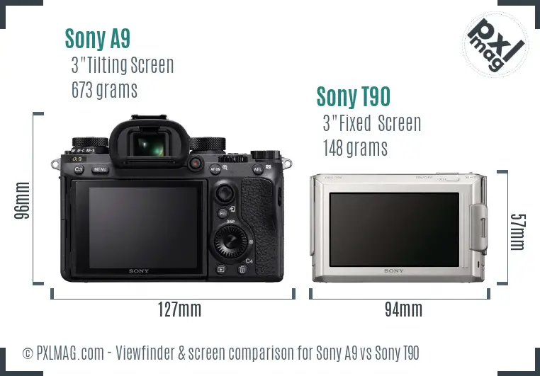 Sony A9 vs Sony T90 Screen and Viewfinder comparison