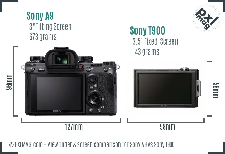 Sony A9 vs Sony T900 Screen and Viewfinder comparison
