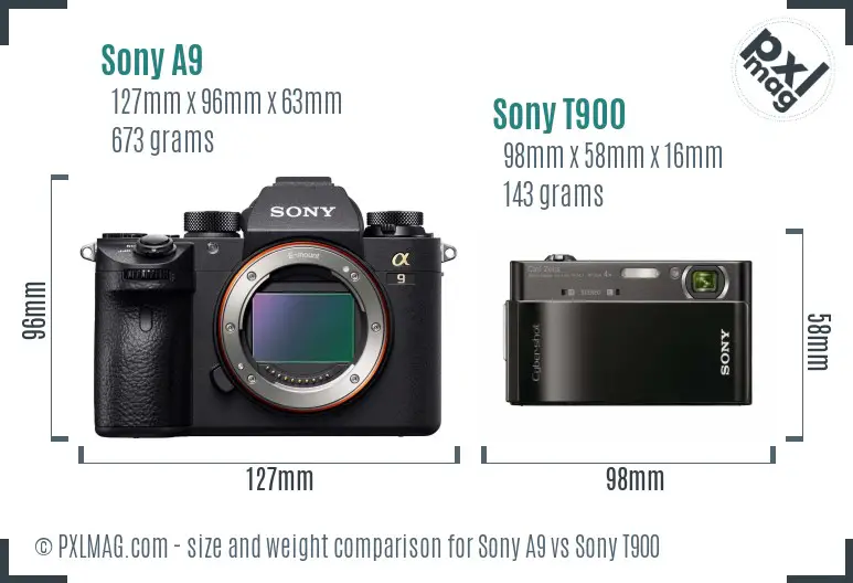 Sony A9 vs Sony T900 size comparison