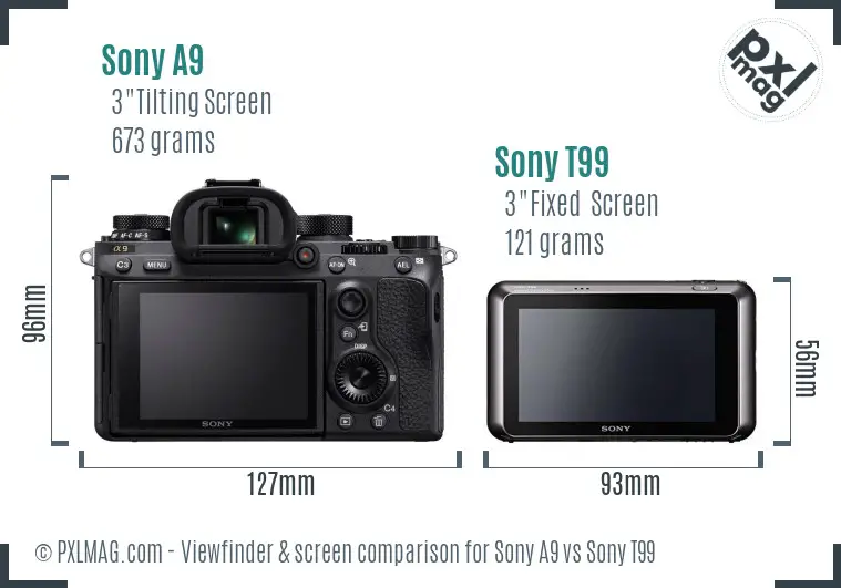 Sony A9 vs Sony T99 Screen and Viewfinder comparison