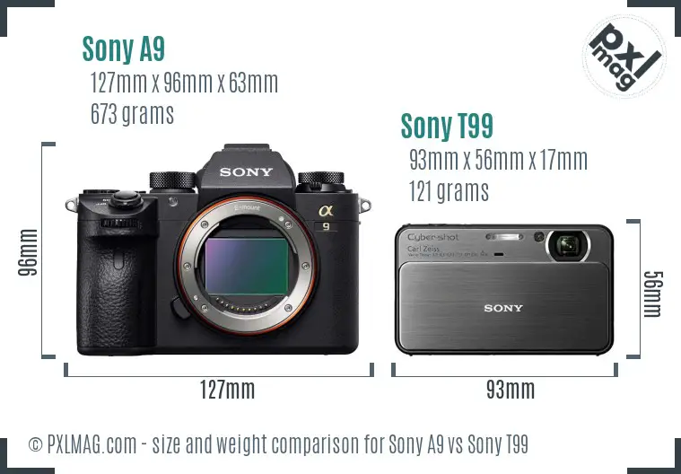 Sony A9 vs Sony T99 size comparison