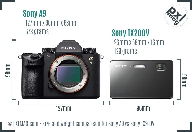 Sony A9 vs Sony TX200V size comparison