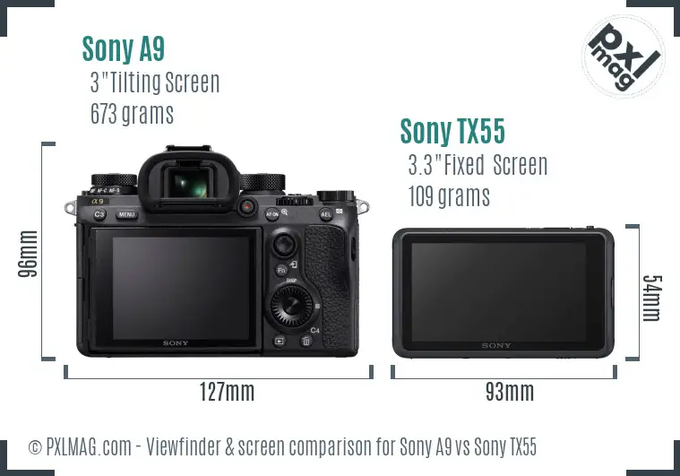 Sony A9 vs Sony TX55 Screen and Viewfinder comparison
