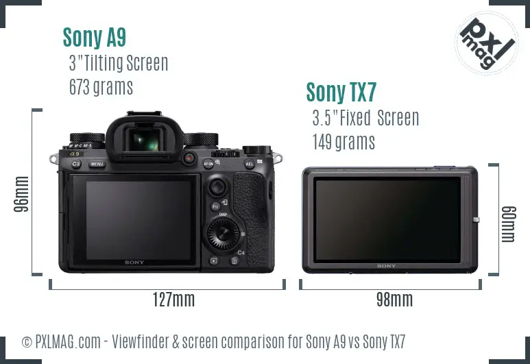 Sony A9 vs Sony TX7 Screen and Viewfinder comparison