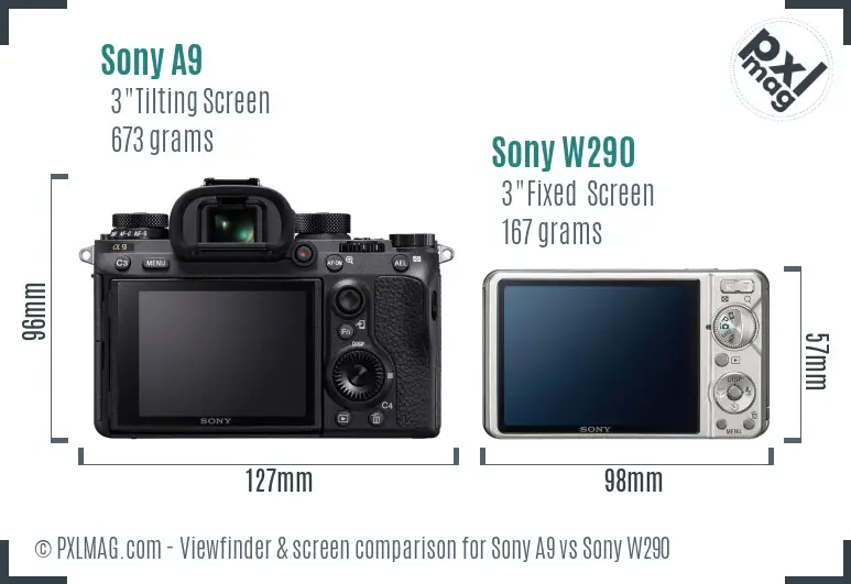 Sony A9 vs Sony W290 Screen and Viewfinder comparison