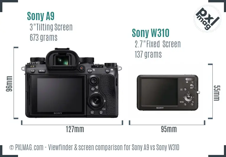 Sony A9 vs Sony W310 Screen and Viewfinder comparison