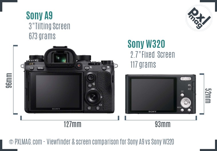 Sony A9 vs Sony W320 Screen and Viewfinder comparison