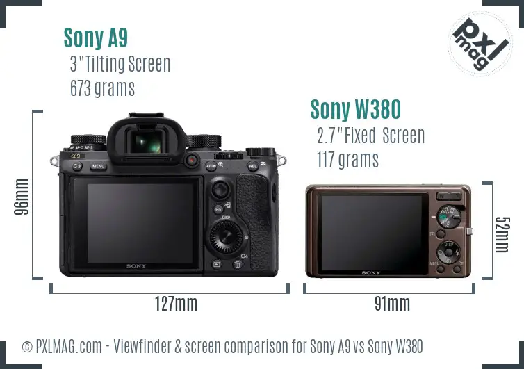 Sony A9 vs Sony W380 Screen and Viewfinder comparison