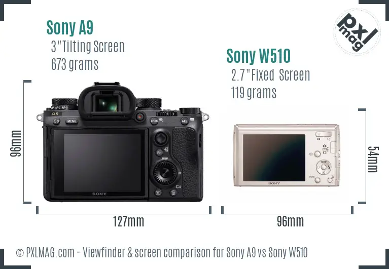 Sony A9 vs Sony W510 Screen and Viewfinder comparison