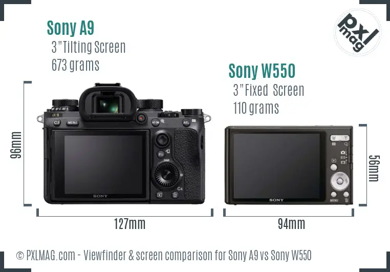 Sony A9 vs Sony W550 Screen and Viewfinder comparison