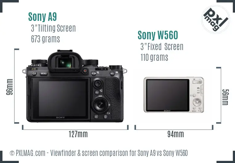 Sony A9 vs Sony W560 Screen and Viewfinder comparison